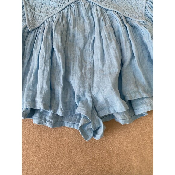 FREE PEOPLE Mini Gauze Pull On Shorts with Pockets, Medium, 100% Cotton, Blue - Picture 2 of 11